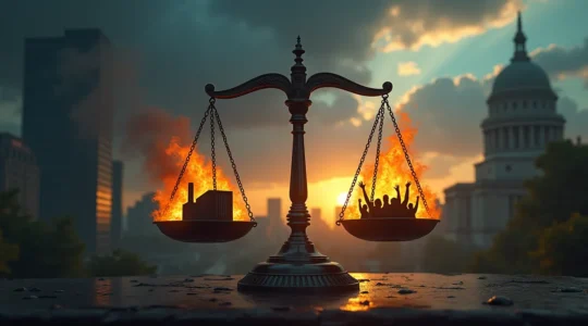 Illustration symbolique représentant un équilibre entre réformisme et révolution dans la gauche politique