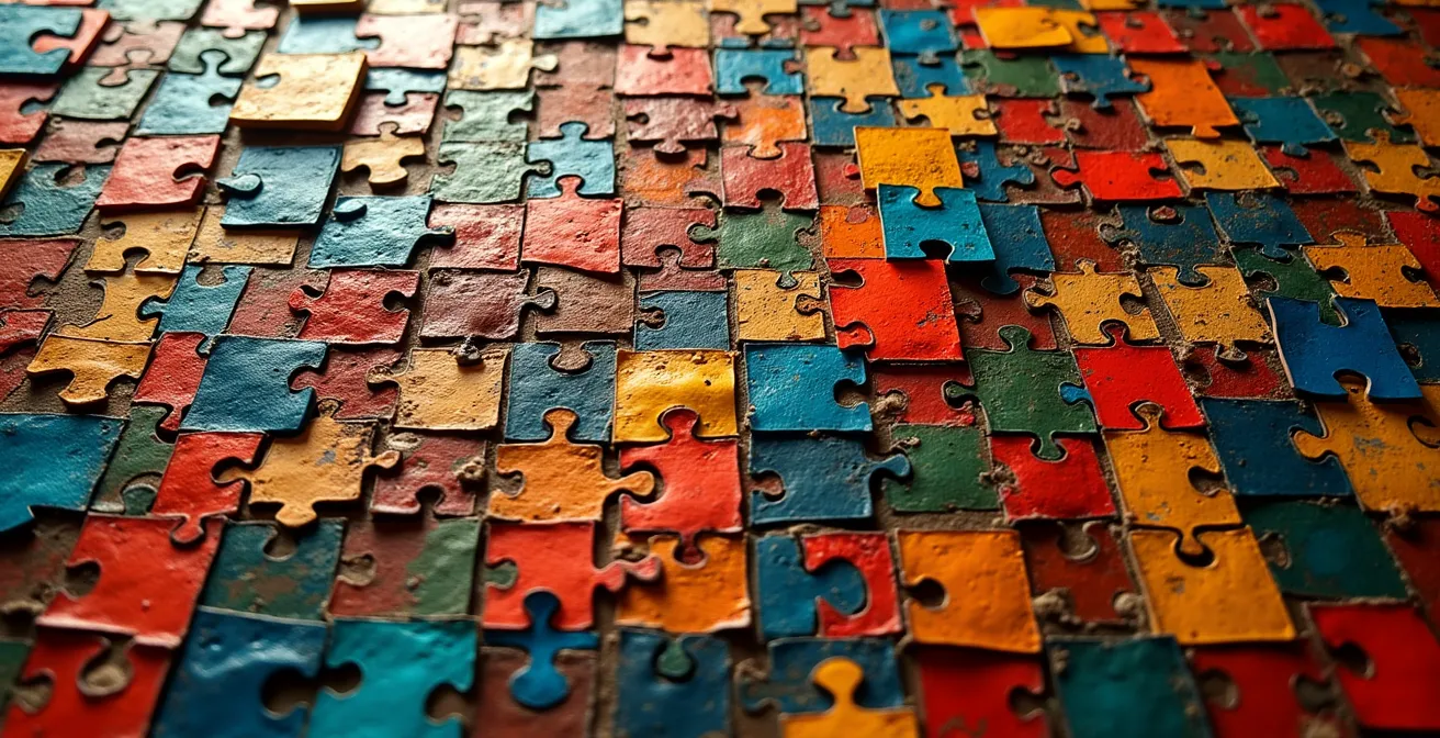 Illustration métaphorique représentant une mosaïque colorée symbolisant les différentes tendances idéologiques de la gauche