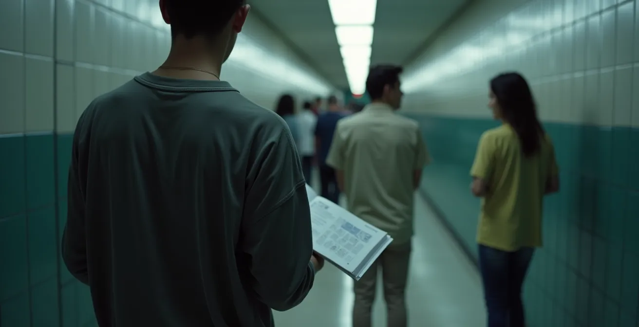 Longue file d'attente devant une préfecture française illustrant le parcours administratif des demandeurs d'asile