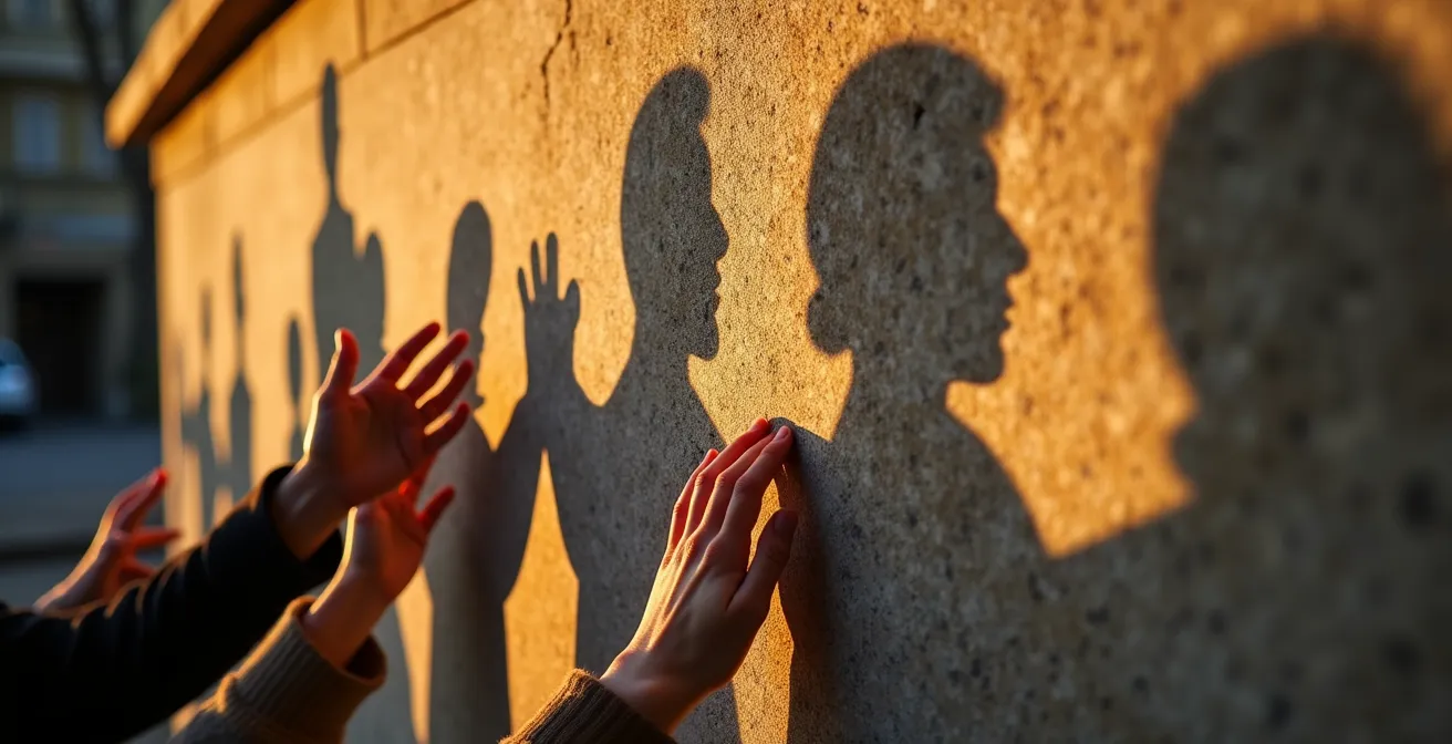 Montage symbolique mêlant les silhouettes de figures historiques de l'émancipation