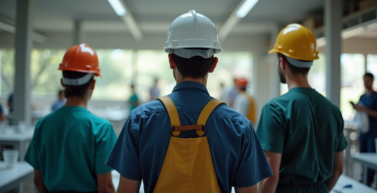 Travailleurs de différents secteurs essentiels de l'économie française en action